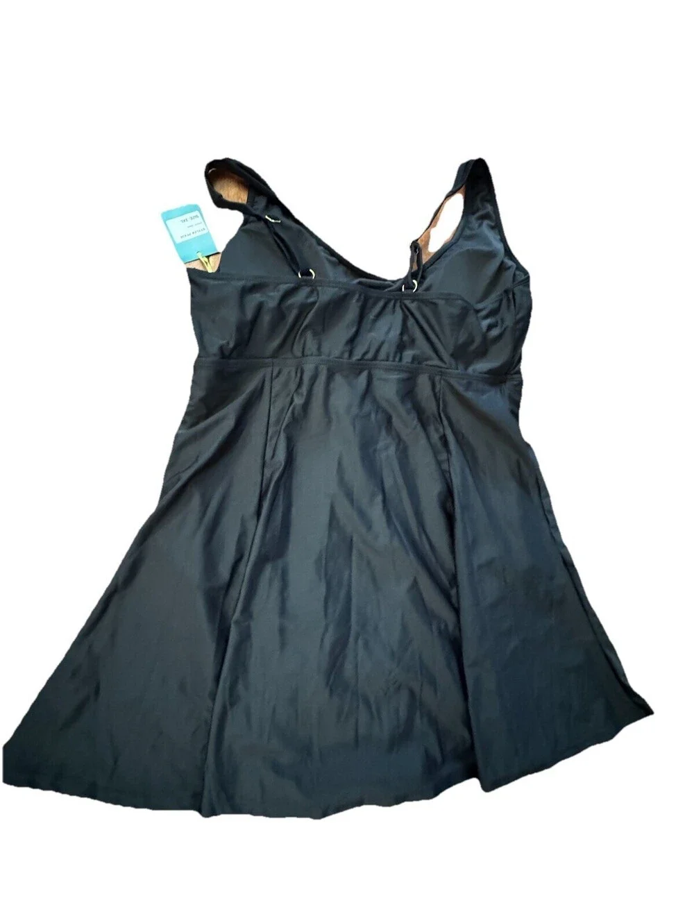 Black Plus Size Swimdress 3XL PF838 Lined Wide Strap Swim Skirt Tank Beach